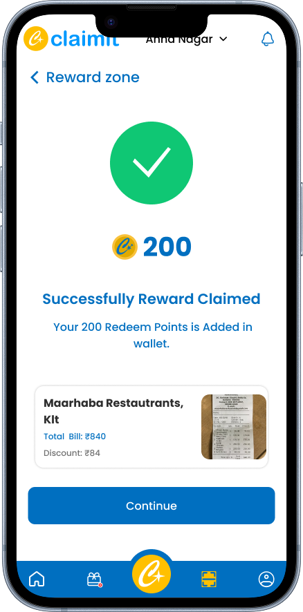 Reward success screen